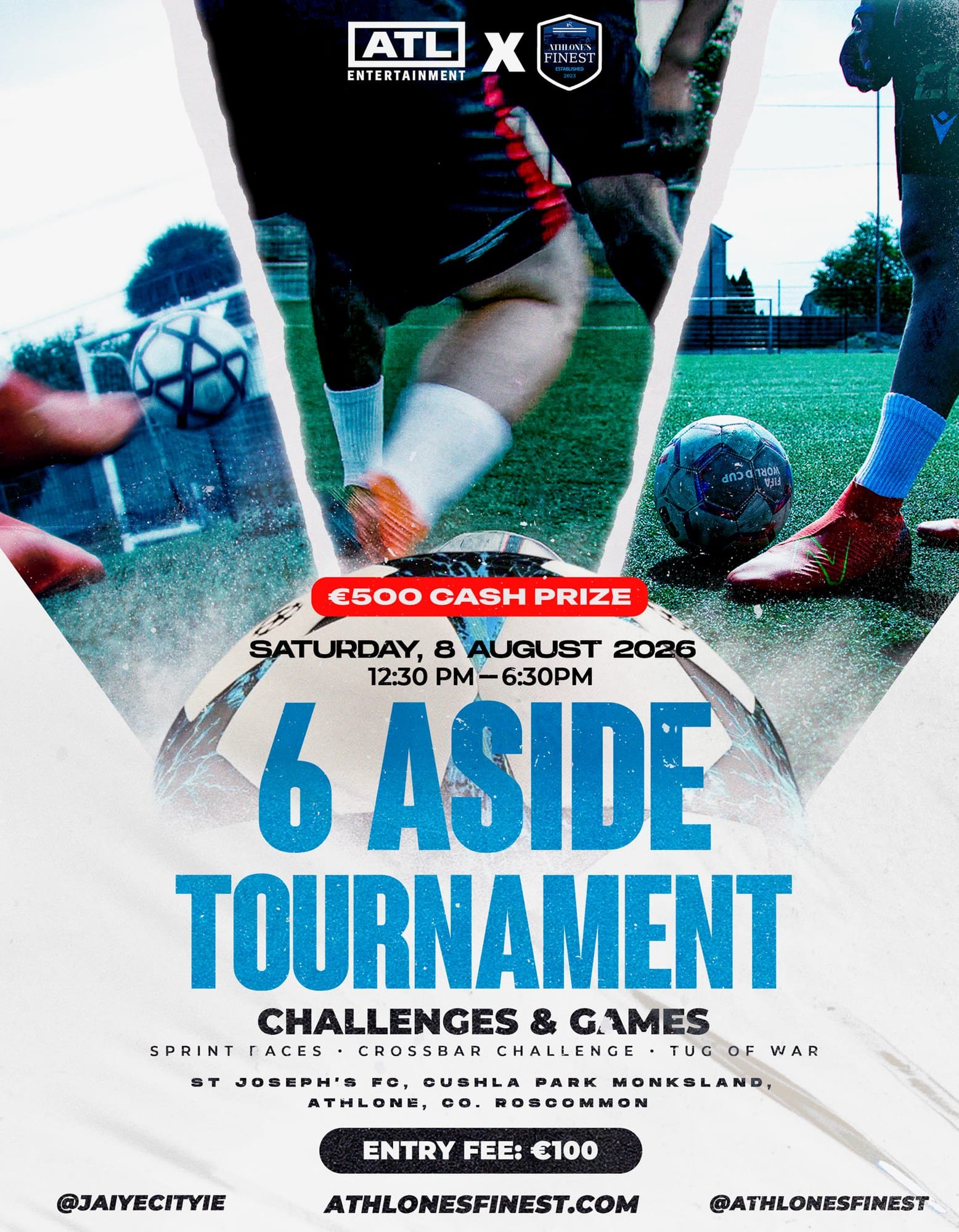 2026 Athlone's Finest six-a-side tournament poster