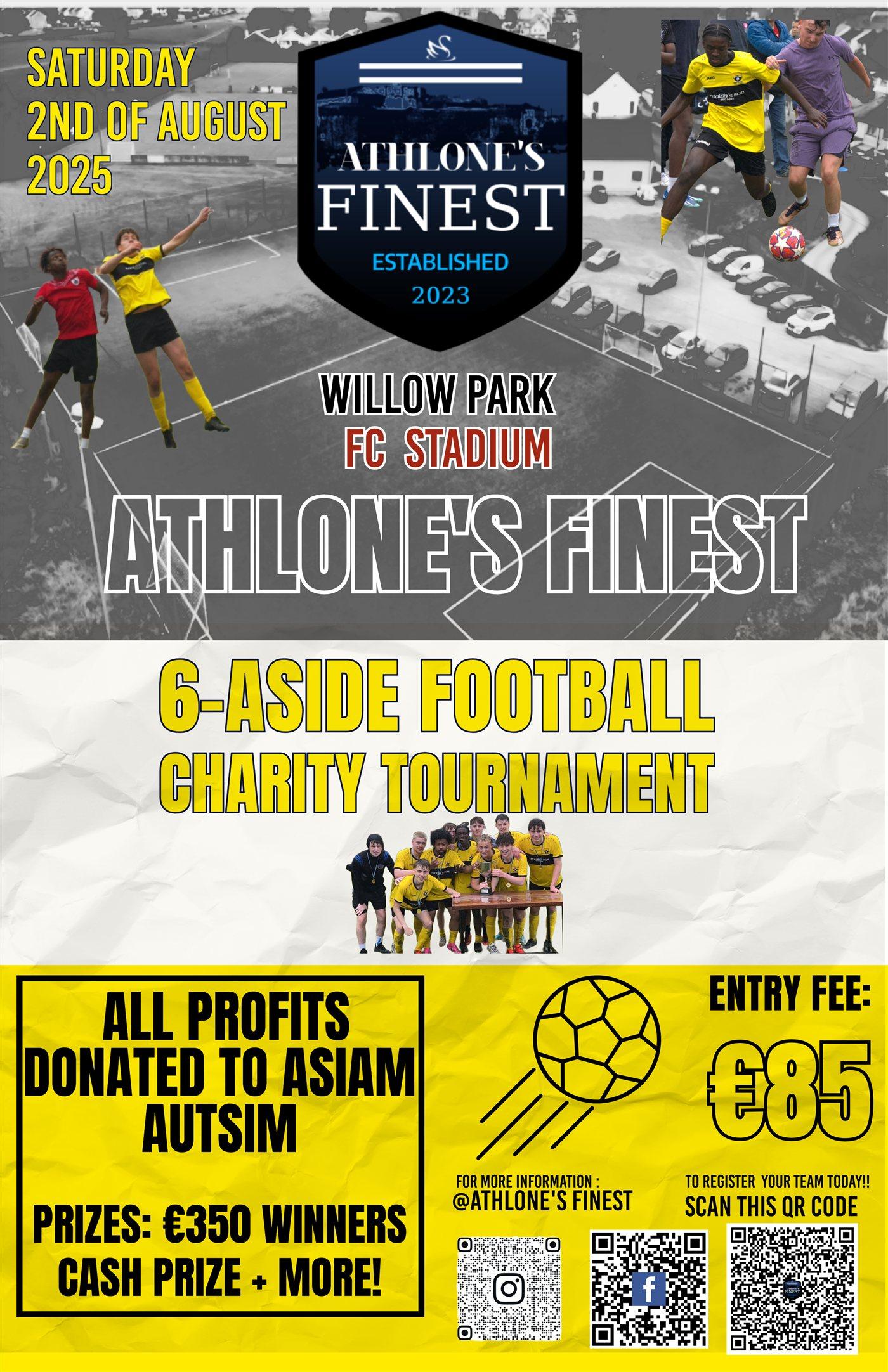 Poster for the six-aside charity tournament
