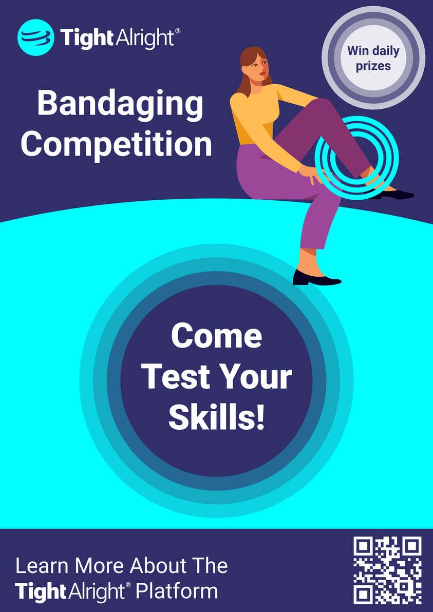 TightAlright Bandaging Competition promotional poster with QR code
